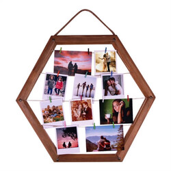  - Ahşap Altıgen İpli Anı Fotoğraf Çerçeve 56x56