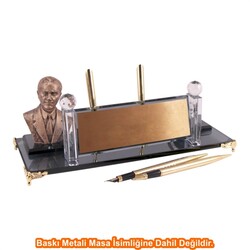 Altın Atatürklü Kristal Masa İsimliği KC1603 - 