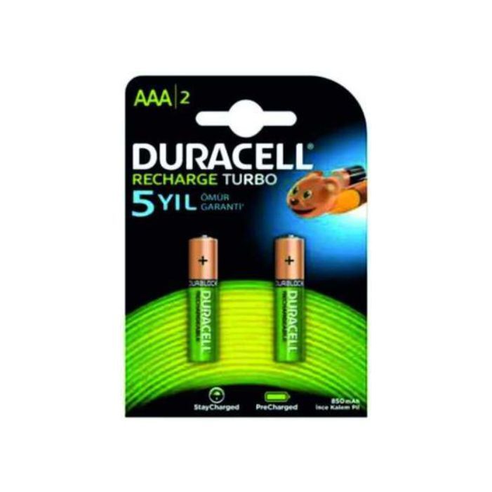 Duracell Şarjlı 900mAh İnce Kalem Pil HR03 2li - 1