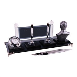 Gümüş Atatürklü Kristal Masa İsimliği KC1604 - (1)