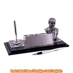 Gümüş Atatürklü Kristal Masa İsimliği KC1610 - 