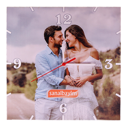 Sublimasyon Duvar Saati Kare 27 cm Eko Ahşap - 