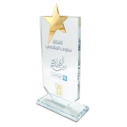 Metal Yıldızlı Kristal Plaket 1017 - (1)