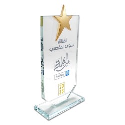 Metal Yıldızlı Kristal Plaket 1017 - 3