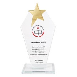 Metal Yıldızlı Kristal Plaket 1018 - 