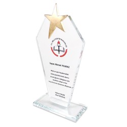 Metal Yıldızlı Kristal Plaket 1018 - (1)