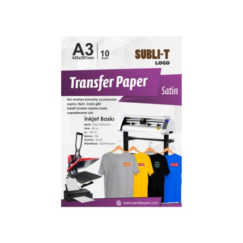 Subli-T Sublimasyon Saten A3 Kumaş 10lu Paket - Subli-T