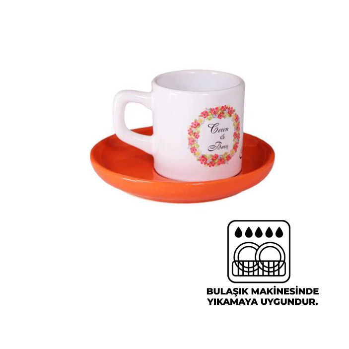 Sublimasyon Kahve Fincanı Turuncu Tabaklı - 1