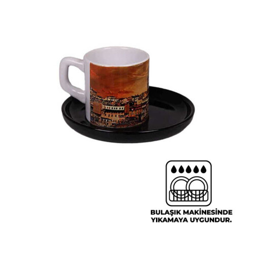Sublimasyon Kahve Fincanı Siyah Tabaklı - 