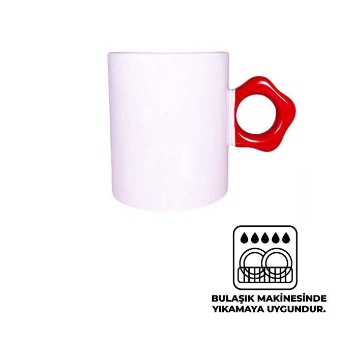 Süblimasyon Kırmızı Çiçek Saplı Kupa - 1