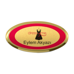 Sublimasyon Metal Yaka İsimliği KC3012 Altın Oval 4x7 cm - 1