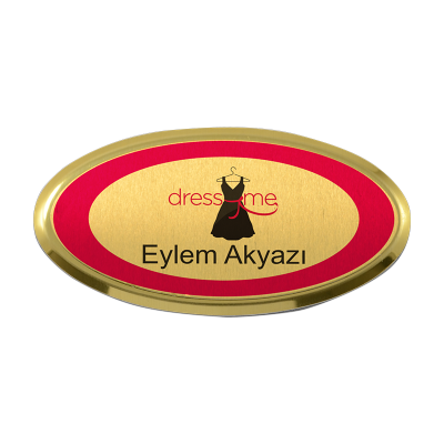 Sublimasyon Metal Yaka İsimliği KC3012 Altın Oval 4x7 cm - 1