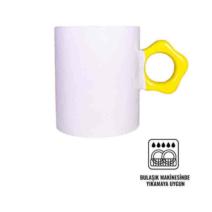 Süblimasyon Sarı Çiçek Saplı Kupa - 1
