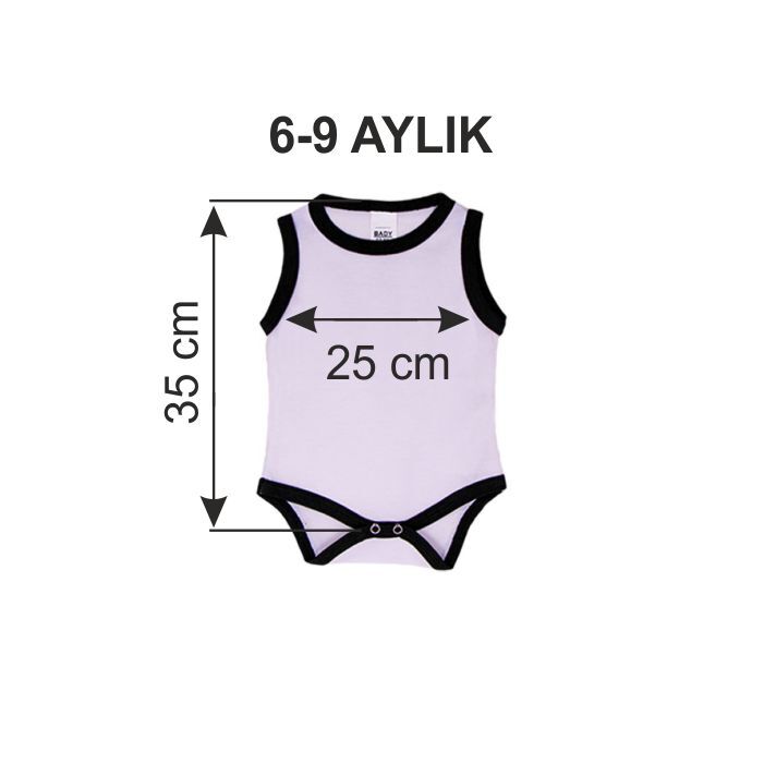 Sublimasyon Siyah Askılı Bebek Zıbını 6-9 Ay - 2