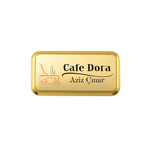 Sublimasyon Yaka İsimliği Metal KC3014 Altın Dikdörtgen 3,4x6 cm - 