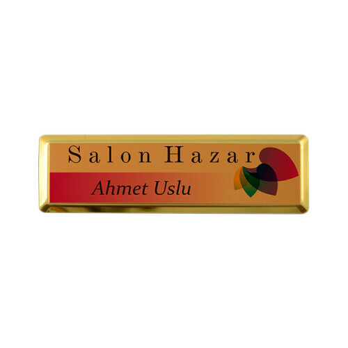 Sublimasyon Yaka İsimlik Kart KC3015 Altın Dikdörtgen 2,5x7,5 cm - 