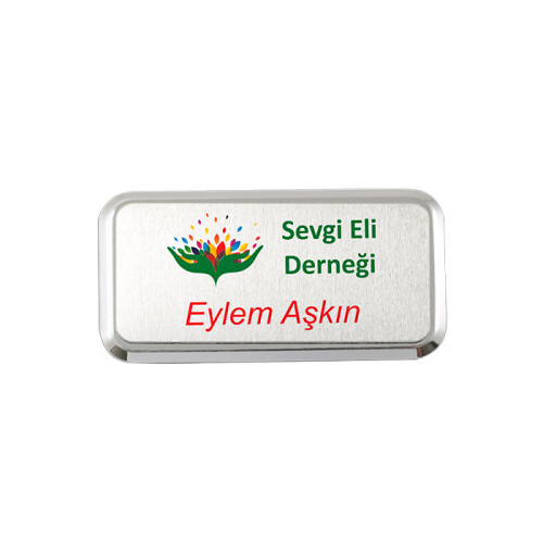 Sublimasyon Yaka İsimlik Metal KC3017 Gümüş Dikdörtgen 3,4x6 cm - 